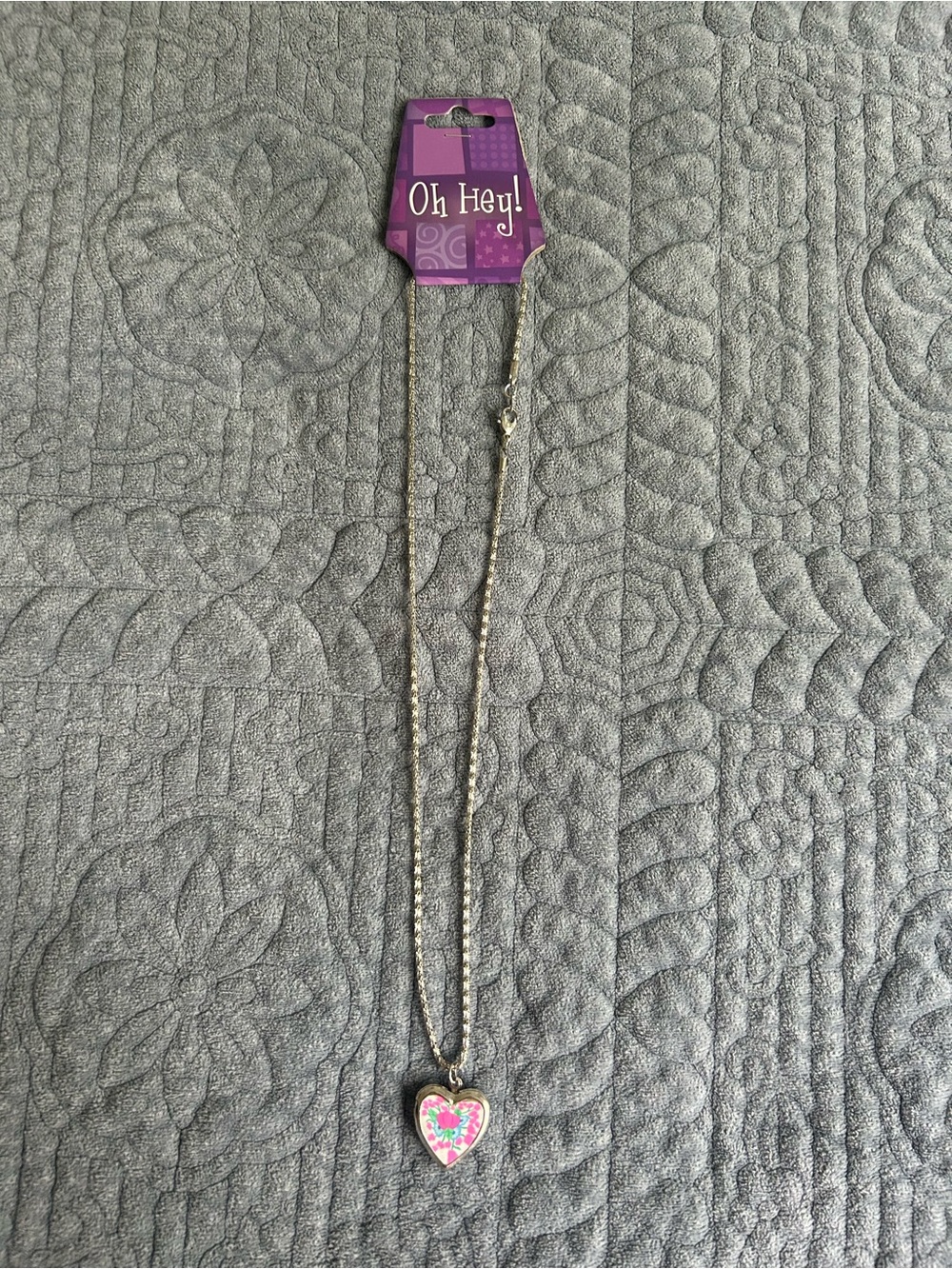 Oh Hey! Heart locket Necklace in Pink and Aqua
